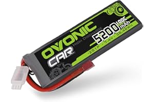 OVONIC 2s Batterie Lipo 5200mAh 100C 7.4V Custodia Morbida con Connettore per RC Elicottero RC Auto Camion Barca Hobby (1 pezzi)