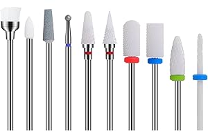 QILNYEH 10 Stück Keramik Nagelfräser Bits, 3/32 Inch Diamond Cuticle Keramik Bits Für Nagelfräser, Ceramic Acrylic Gel Nagelfräser Bits, Acrylic Nail Drill Bit