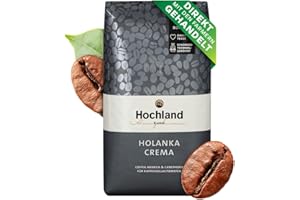 HOCHLAND-KAFFEE Hochland Kaffee - Holanka Crema - 1000g Kaffeebohnen - Nachhaltig direkt gehandelt - Perfekt für Vollautomaten und Siebträger - Milder aromatischer Geschmack - Beste Qualität aus Peru