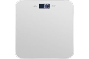 Jata Hogar HBAS1292 - Bascula de Baño Digital. Con Pantalla LCD. Hasta 180 kg. Compacta: 28 x 28 x 2 cm. Encendido y apagado automático. 4 sensores. Bascula baño alta precisión.