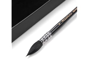 FUUMUUI Pennelli Acquerello Scoiattolo Professionali - Tondo N 8 - Pennelli per Dipingere per Acquerello, Guazzo, Inchiostro | Pennello Acquarelli in Naturali Scoiattolo | Alto Assorbimento dell'Acqua