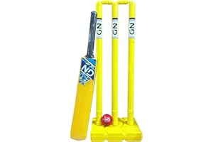 ND Sports Cricket Set - Plastic Stumps, Bat & Ball | Lightweight & Durable | Kids & Adults Backyard Cricket Game | Indoor & Outdoor Play | Portable & Fun Sports Kit