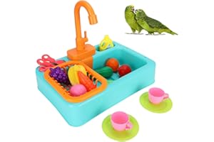 HAOKAINI Bañera automática para pájaros, bañera multifuncional para pájaros, loros automáticos, bañera, ducha de pájaros con juguete