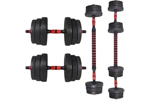 ALLinLIFE Mancuernas Ajustables 10/15/20/30/40/50KG, Juego de Pesas Multifunción con Pesas Barra Recta y Mangos Antideslizantes, Pesas Ajustables para Musculación y Fitness Gimnasio en Casa