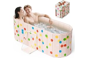 Aoykkii bañera portatil adulto 150 x 55 x 50cm,bañera plegable para adultos 2 orificios de drenaje,2 ambos paneles de soporte laterales,bañera de spa familiar