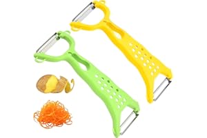 QUAZARPYON Veggieglide- Râpe Légumes Double Face, Éplucheur Double Fonction en Acier Inoxydable, 2 en 1 pour Éplucher et Râper, Éplucheur à Fruits et Légumes avec Poignée Ergonomique (2 PCS)