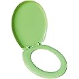 LUXART Oval Shape Toilet Seat Cover (17L x 14.5W CM) | Glossy PP Finish with Round Edges | Non-Soft Closing Commode Seat with Cover | Green Western Toilet Seat Cover With Installation kit