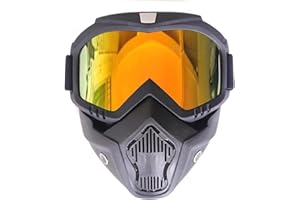 ROPNIIK Masque De Moto Lunettes Avec Protection Détachables Filtre Au Niveau De La Bouche Harley Style Casque Anti-Buée Coupe-Vent Équitation Des Lunettes De Soleil Cadeau De La Saint-Valentin - Lentille Roug