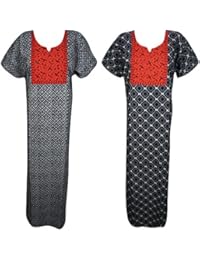 Indiatrendzs Women Nighty Printed Summer Cotton Nightwear Nightgowns 2 Pcs Combo Set (Chest 46)