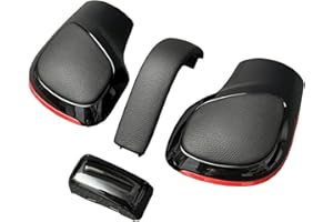 Somivo Leder Schaltknauf Schaltknauf Schaltseite Abdeckung mit Schwarz Chrom Teile für VW Golf 6 7 R GTI Passat B7 B8 CC R20 Jetta MK6 GLI Autoteile