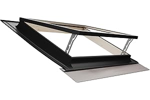 Emica - Lucernario Best Vasistas in Alluminio | Vetrata Isolante 4-9-4 | Interno Legno Abete | Doppia maniglia con 4 posizioni di Apertura (72x48 Base x Altezza)