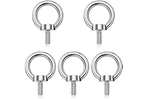 Mesybveo 5 Pezzi M8 Bullone Occhiello, 304 Vite ad Anello, Golfari Acciaio Inox, Filettatura Maschio Bullone ad Anello, Anello di Sollevamento Bulloni Acciaio Inossidabile per Fissaggio e Sospensione