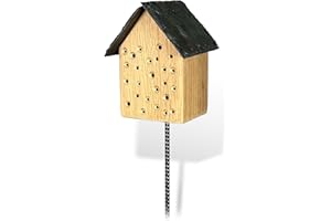 GARTENETAGE Wildbienenhotel mit Schieferdach/Naturbelassenes, massives Insektenhaus & Bienenhotel/Nisthilfe & Artenschutz