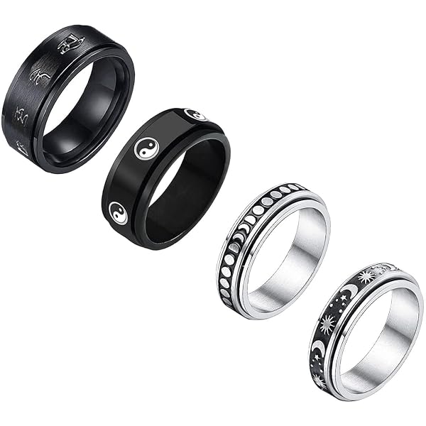 MASOP Stainless Steel Retro Gothic Men's Rings - Engraved Silver Tone, Size 8-12, Fashion Statement Jewelry