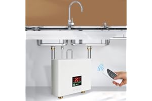 Chauffe-Eau sans Réservoir,CEIEVER Chauffe-eau instantané electrique 220V 3000W Réchauffeur d'eau instantané avec affichage à cristaux liquides pour fournir de l'eau chaude pour les lavabos (Blanc)