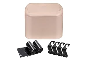 GoPaw Auto-Mülleimer mit Deckel, tragbarer Mülleimer für Auto, Mini-Auto-Mülleimer zum Aufhängen mit 4 Haken & 2 Rollen Einweg-Müllsäcken für Auto, Haus, Büro