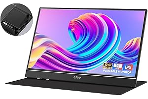 G-STORY Monitor portatile da 14" Monitor esterno con cavo retrattile FHD 1080P Estensione schermo per laptop con decoder per cavi per laptop PC Telefono MAC Perfetto per i viaggi