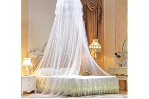 KAMANAN Mosquitera Plegable para Cama Doble, mosquitero Blanco para Dosel de la Cama, Mosquito de Malla para Cama Doble, Cama de Doble cúpula Grande para Colgar Tienda de campaña para Cama Doble/Individual