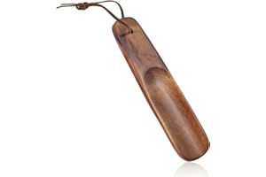 PRASACCO Łyżka do butów drewniana mała, mały ściągacz do butów brązowy łyżka do butów z drewna mały podnośnik do butów Shoe Horn krótka łyżka do butów pomoc przy zakładaniu butów z wiszącym sznurkiem dla