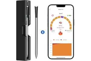KLIHD Thermomètre de barbecue Bluetooth - Thermomètre à viande - Thermomètre intelligent sans fil - 2 secondes - Lecture instantanée IPX6 - Étanche - Pour rôtir, cuisiner, griller, barbecue