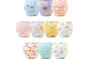 Aolso Calzones de Entrenamiento para Bebé,10pcs Bragas de Aprendizaje,pañal de Aprendizaje Calzoncillos Aprendizaje,Calzones de Entrenamiento Reutilizables para Bebés,(110 Yardas)