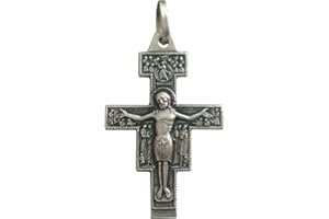 I G J 925 Sterling Silver Saint Damiano Crucifix - Faithful reproduction in silver of the Crucifix that spoke to St. Francis of Assisi