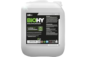 BiOHY Nettoyant pour acier inoxydable (Bidon de 10l) | Entretien de l'acier inoxydable pour un nouvel éclat sans traces | Protection digitales, les taches (Edelstahlreiniger)