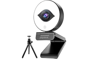 papalook 60FPS 1080P Webcam Streaming with Ring Light and Tripod, PA552 Pro Full HD Web Camera with Stereo Microphone, Plug N Play for PC Video Conference