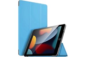 DIGITAL VANGUARD DISCOVERING POSSIBILITIES For Apple iPad 10.2 inch 9th/ 8th/ 7th Generation, Smart Magnetic Stand Case, Leather Cover with Magnetic Closure, Anti-Scratch and Lightweight Case (2021/2020/2019) (Sky Blue)