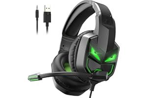 EKSA Fenrir S Gaming Headset for Xbox one PS5 PS4 Nintendo Switch, 3.5mm Jack Wired Gaming Headphones with Noise Cancelling Mic & LED, 50mm Drivers, PC Over Ear Headphones-Birthday Gift