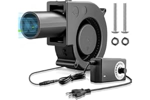 Peelanmall Ventilateur radial 12 V, AC 220 V 93 x 77 mm EC 240 V turbines avec contrôleur pour appareils ménagers, chauffage, barbecue, pique-nique, cheminée