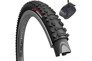 Fincci Bike Tyre 26x1.95-26 inch Bike Tyre with 1x 26 inch Bike Inner Tube Schrader Valve - Foldable Tire 50-559 60 TPI for MTB, Hybrid, Road Bike - Wheel Set for Bicycle