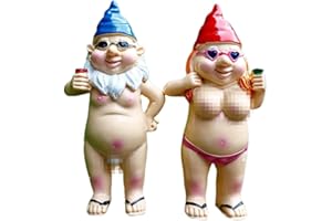 BUKEZUDANG 2 PCS Gartenzwerge für Außen, Gartenzwerg Lustiges Zwergenpaar, Lustig Gartenfiguren Gnom Zwerg, Gartenfiguren Deko für Draußen, Lustige Paar Statue, Geschenk für Haus Balkon Outdoor Rasen Dekoration
