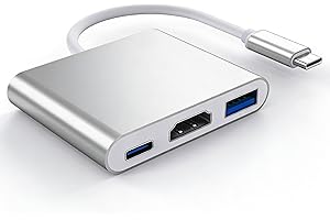 ElecMoga Adaptateur Type C Hub vers HDTV 4K Convertisseur avec USB 3.0 et Port de Charge C USB Compatible avec MacBook Pro, Google Chromebook, HP, Samsung S8/S9+