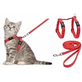 Harness for Cats - Kitten Elza Coral - 15-22 cm - 20-30 cm - Strap 120 cm - Adjustable Nylon - Reflective - with Carabiner