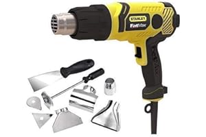 STANLEY - FATMAX FatMax Stanley Pistola de Aire Caliente 2.000W, Decapador hasta 600°C, Control de Temperatura Variable, Empuñadura Engomada, Incluye Maletín de Transporte y 8 Accesorios, FME670K-QS
