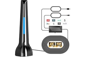 DTB TECH Digital Indoor Tv Aerial for Smart TV, Freeview TV Ariels Indoor with Amplifier & Magnetic Base, 4K Portable HDTV Antenna for Local Channels, Support All HDTVs, 360° Reception, 9.8FT Cable, 120 Miles