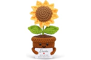Cadimus Positive Blume,Kleines Dankeschön Geschenk,Gestrickte Blume,Lustige Häkelblumen Pocket Hug,Handgemachte Gehäkelte Sonnenblume,Danke Geschenk für Freunde Kollegen Familie Freundin