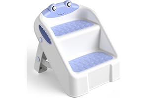 JABAKA CIRCLE Escabeau Enfant Marche Pied Pliable pour Enfant, Tabouret 2 Marches pour Bébé, Rehausseur Stable, Multifonction et Antidérapant Parfait pour Cusine, Apprentissage, Salle de Bain, de la Propreté