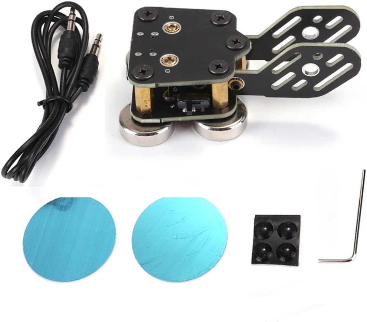 HEIBTENY Metal Double Paddle CW Key PCB Automatic for Morse Code Trainer with USB Connectivity and 3.5mm Cable Options, for Amateur Radio and Educational Use, Black(B)