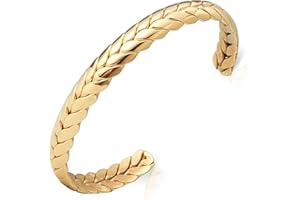 Lolalet Bracelet Unisexe en Acier Inoxydable, Poli Finition, Large Ouvert, Cadeau de Bijoux pour Femme Homme
