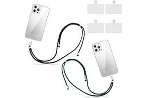 KEWUZY Universelle Cordon Telephone, 2 Pièces Tour de Cou Téléphone Cordon Telephone Portable Réglable Cordon Téléphone Lanière de Téléphone avec Tous Les Smartphones (Noir, Vert Foncé)