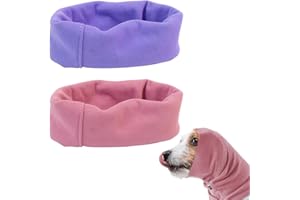 WMUVAZA Snood per Piccolo Cani e Gatto per Toelettatura, 2 pezzi Paraorecchie per Animali Domestici, Scaldacollo e Orecchie, per la dal Rumore Copri Orecchie Felpa con Cappuccio, rosa, viola