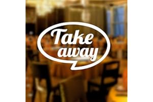 WALL4STICKERS Pegatina para ventana de tienda con texto Take Away