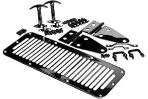RAMPAGE PRODUCTS Rampage Komplettes Hauben-Set | beinhaltet: Haubenstopper, Scharniere, Belüftung, Footman-Schlaufe und Windschutzscheiben-Spanngurte, schwarz | 7699 | passend für Jeep CJ & Wrangler