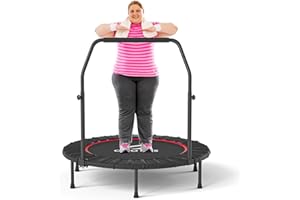 CLORIS 40''/48'' Foldable Fitness Trampoline - Max Load 400lbs / 450lbs, Rebounder with Adjustable Foam Handle Indoor/Outdoor Fitness Body Exercise