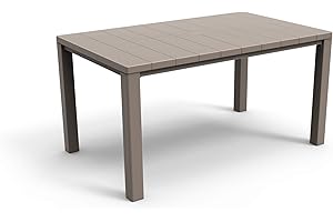 Keter Tavolo da Esterno Julie - Tavolo da Giardino Adatto per 6 Persone 147X90X74,5H - Cappuccino