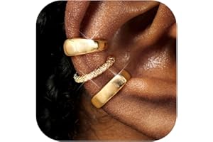 Diamday 3Pcs Ear Cuff Gold Ohrringe Damen Ohne Ohrloch Ohrmanschette Ohrclips Damen Fake Piercing Fake Helix Knorpel Ohrringe Verstellbare Ohrschmuck Ohrklemme Earcuff Silber Gold
