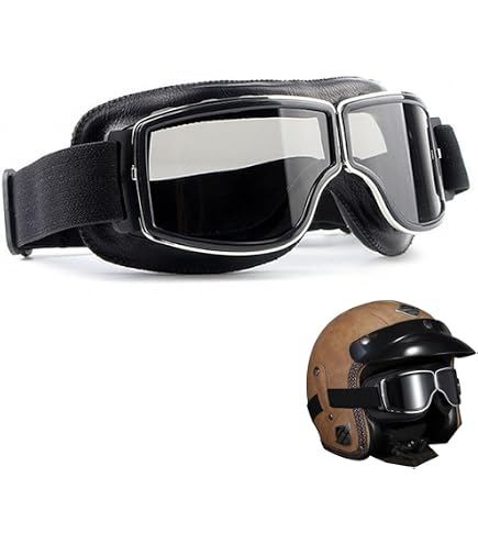 Lunettes Aviator Brille Aviator Goggle T2, Gold, Schwarz, Kratzfeste Beschichtung, Verträglich mit dünnen Korrekturbrillen Auto & Motorrad