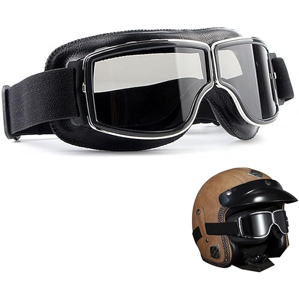 Occhiali Da Moto In Pelle PU - Antivento, Sportivi, Per Motocross E Ciclismo - Nero - Foto 13